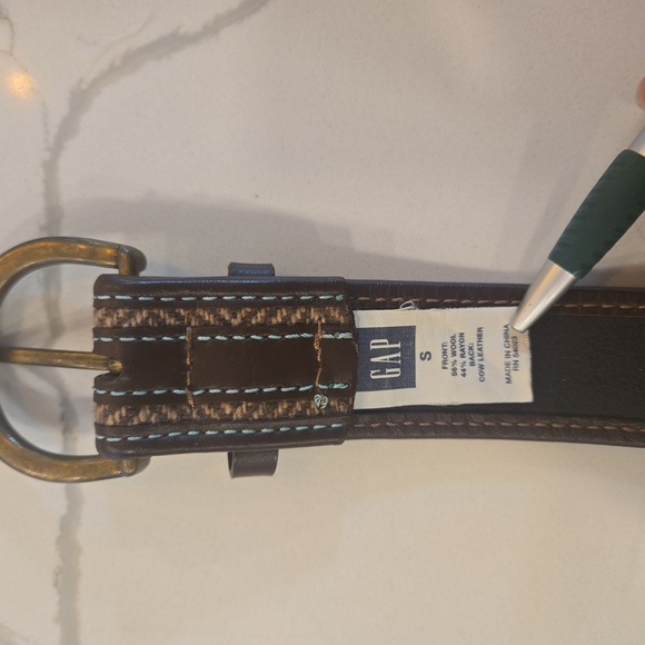 Gap Wool Leather Herringbone Brown Womens Belt - Picture 6 of 6